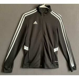 Adidas Women’s Black XS Full Zip Track Jacket 3 Stripes Logo Lightweight Sporty